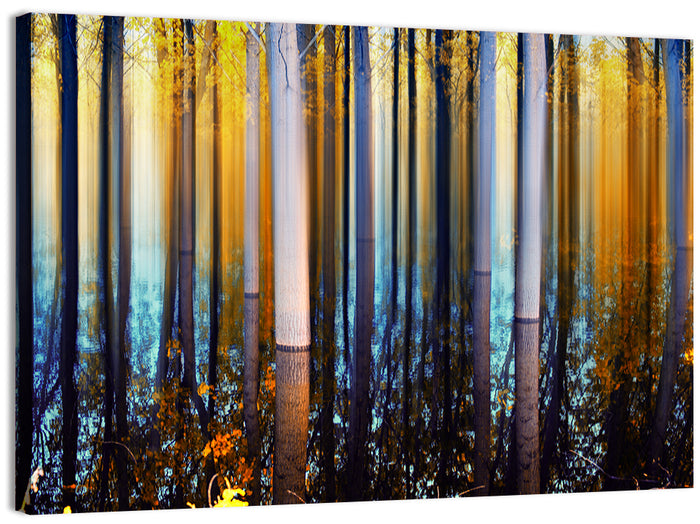 Ethereal Autumn Forest Reflection Abstract Wall Art as a canvas print