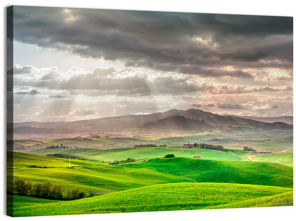 Tuscan Sunlit Hills Wall Art, canvas print, landscape