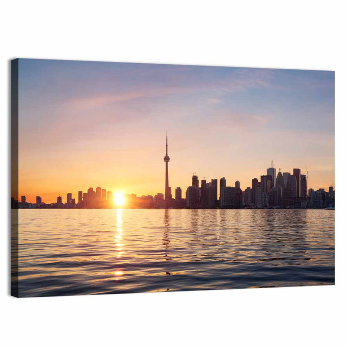 Toronto Sunset Skyline Wall Art as a canvas print