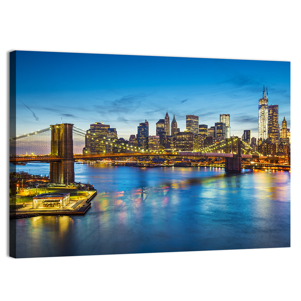 Brooklyn Bridge with Jane's Carousel Wall Art, canvas print, landscape
