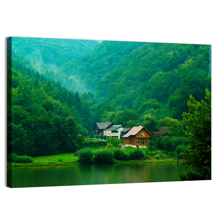 Mist Over Lake Tarnita Wall Art as a canvas print