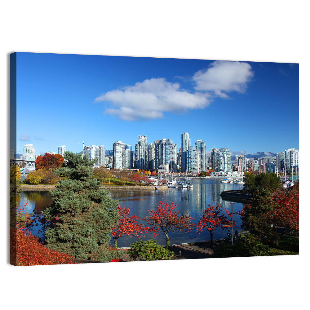Vancouver Autumn Skyline Wall Art, canvas print, landscape