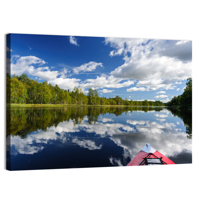 Karelia Kayak Reflection Wall Art as a canvas print