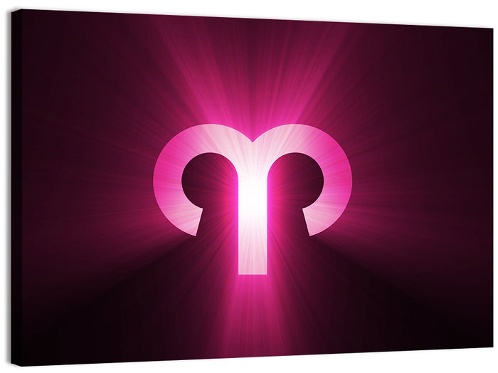 Radiant Aries Zodiac Emblem Wall Art as a canvas print