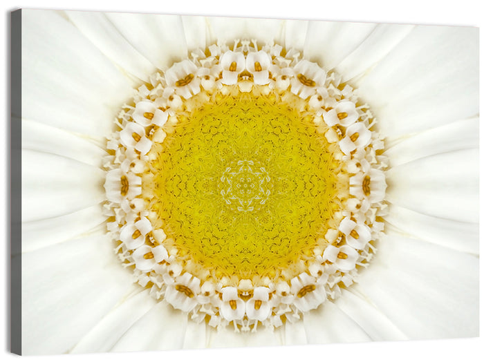 White Flower Mandala Kaleidoscope Wall Art as a canvas print