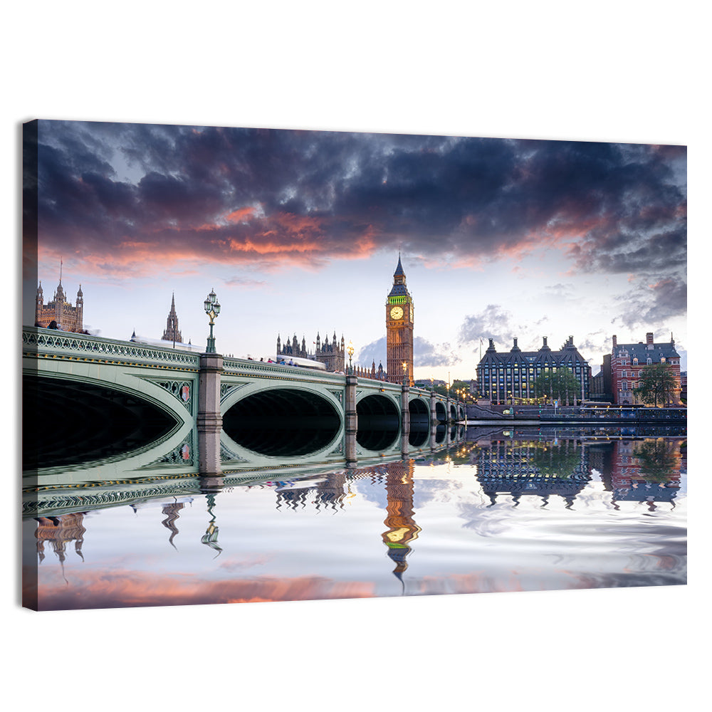 Westminster Bridge at Dusk Wall Art, canvas print, landscape