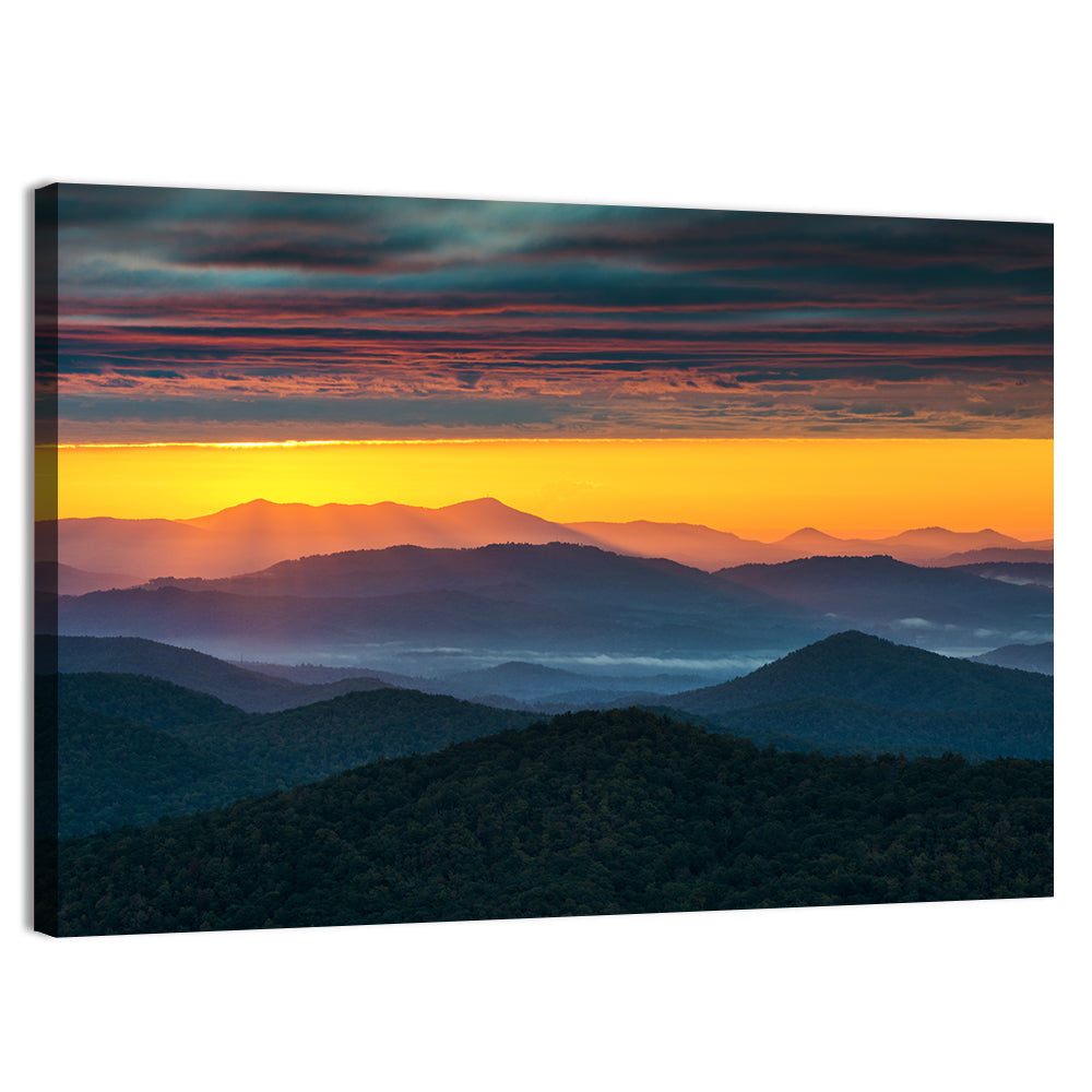 Misty Blue Ridge Sunrise North Carolina Wall Art, canvas print, landscape