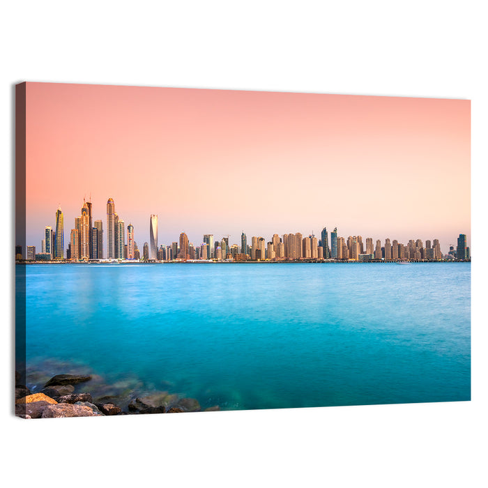 Dubai Marina Skyline Wall Art as a canvas print