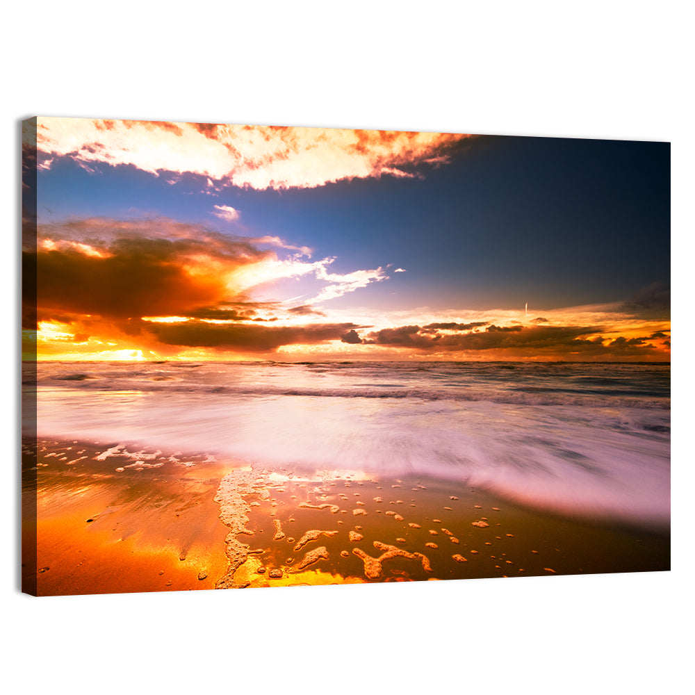 Golden Hour Beach Sunset Wall Art, canvas print, landscape