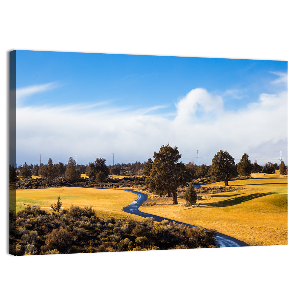 Central Oregon Golf Course with Winding Path Wall Art, canvas print, landscape
