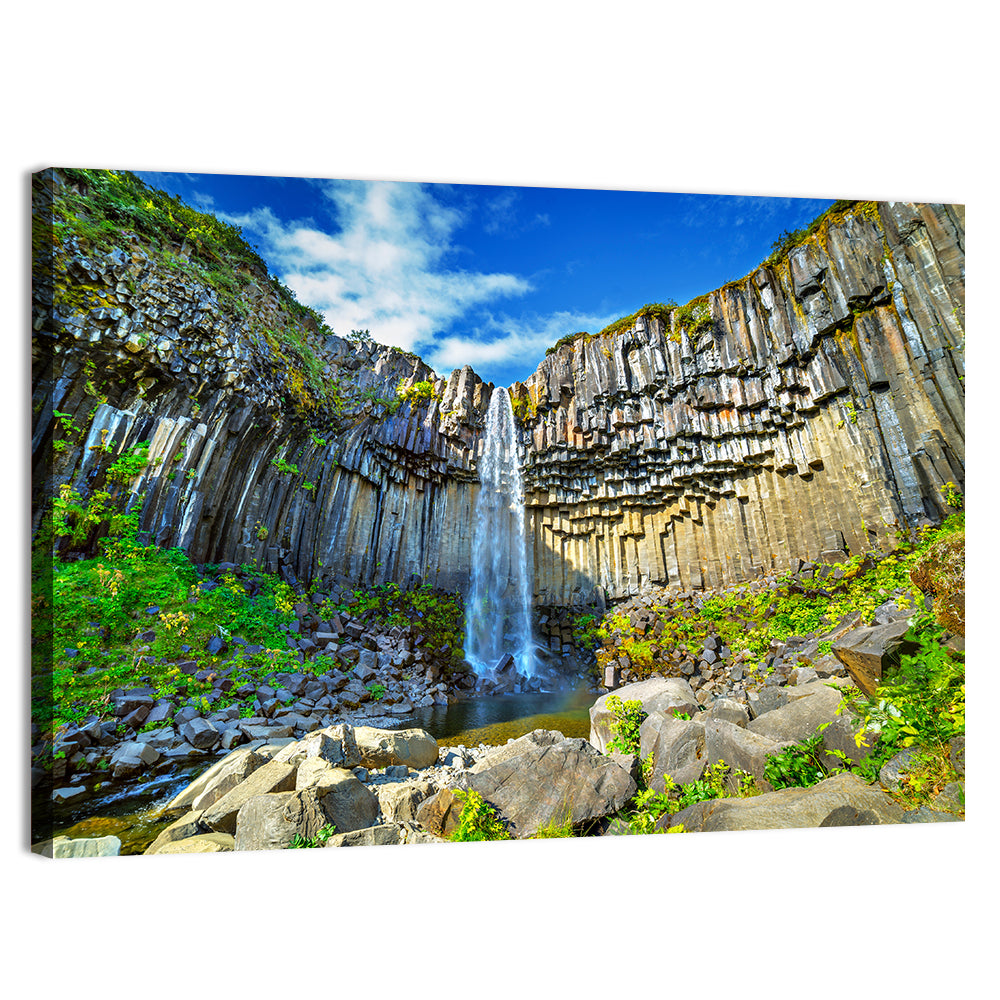Svartifoss Basalt Falls Wall Art, canvas print, landscape