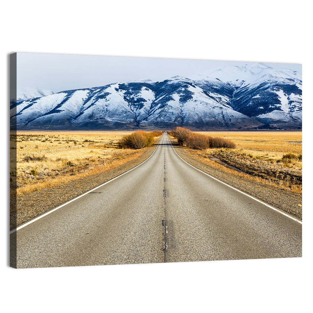 El Calafate Road with Snow Peaks Wall Art, canvas print, landscape