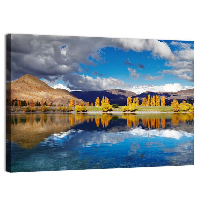 Lake Tekapo Autumn Reflection Wall Art as a canvas print