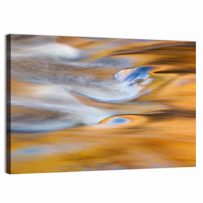 Golden Water Abstraction Wall Art as a canvas print