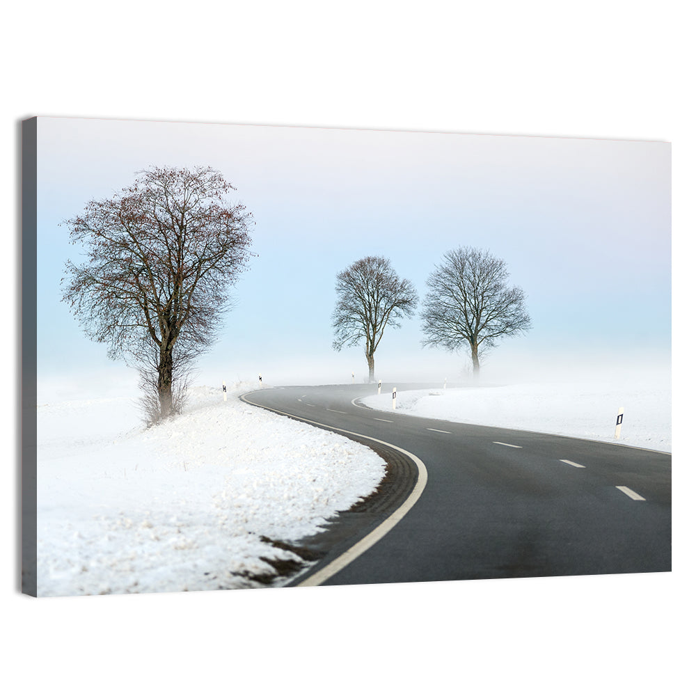Foggy Winter Road Wall Art, canvas print, landscape