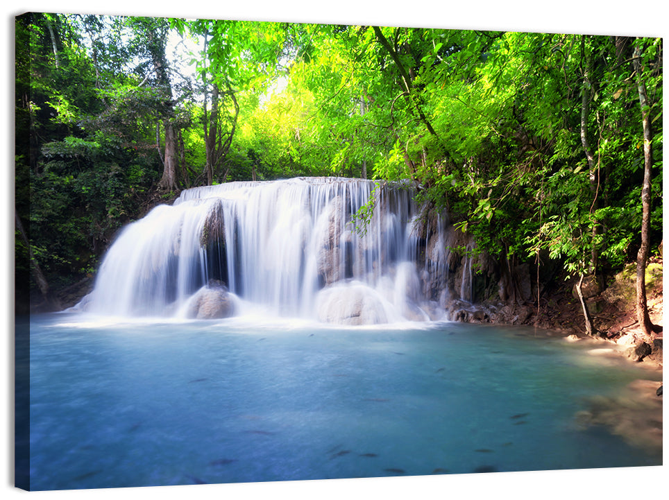 Erawan Waterfall Emerald Pool Wall Art, canvas print, landscape