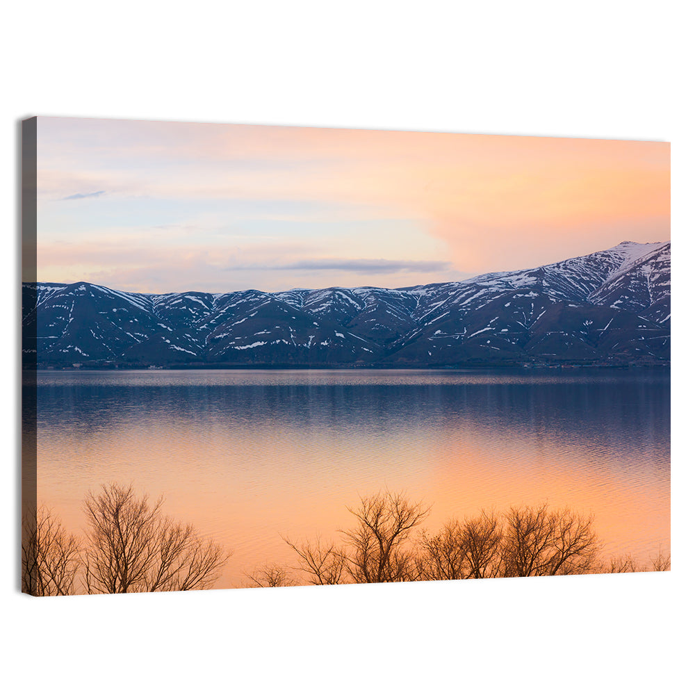 Lake Sevan Golden Dusk Wall Art, canvas print, landscape