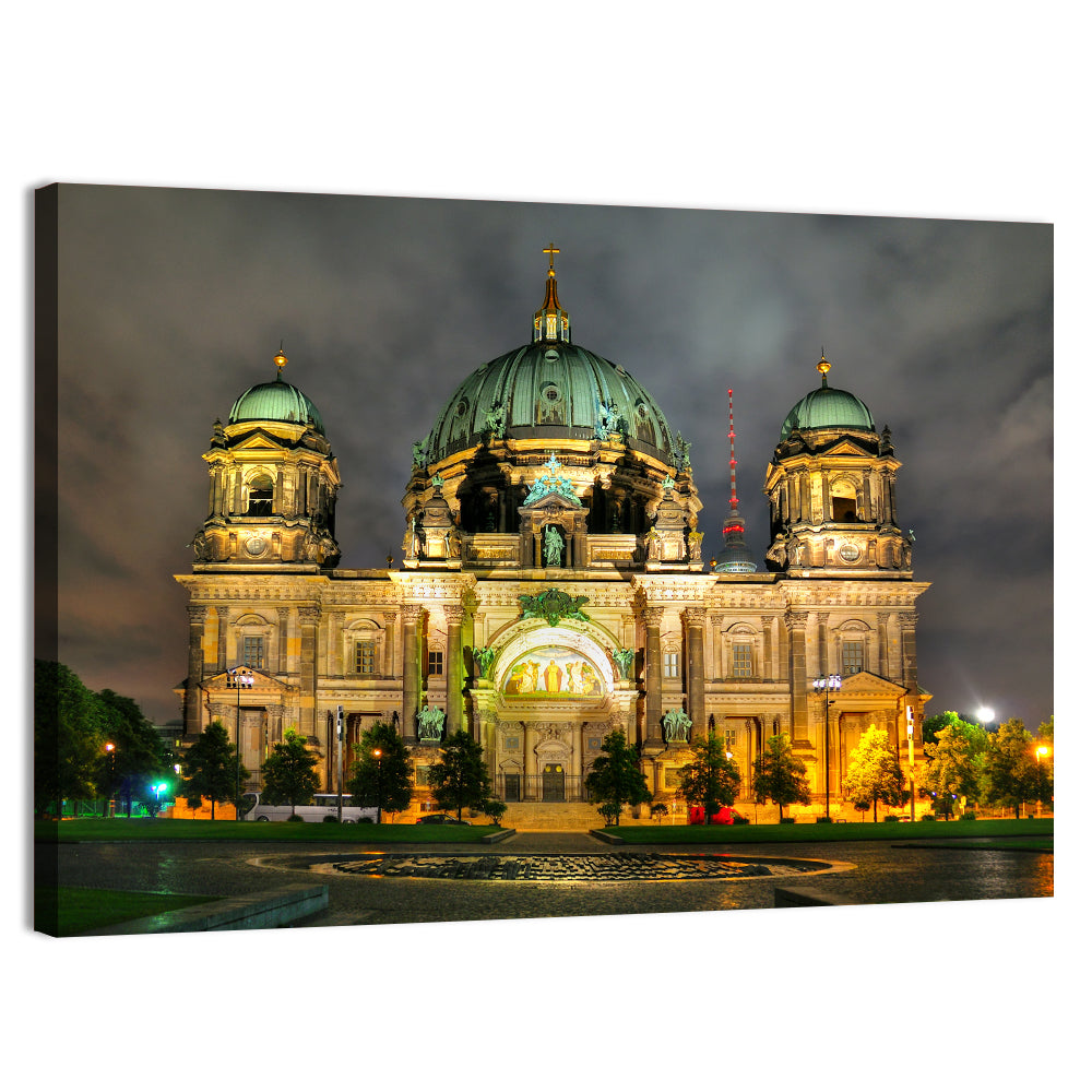 Berlin Cathedral Night View Wall Art, canvas print, landscape