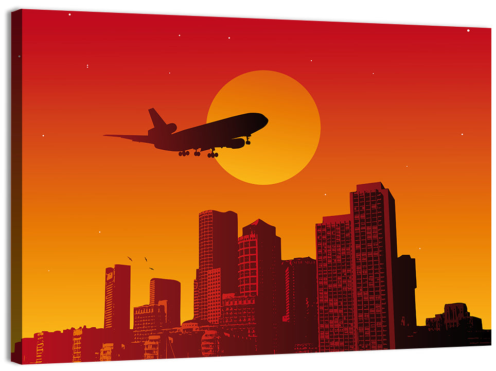 Tri Jet Sunset Skyline Wall Art, canvas print, landscape