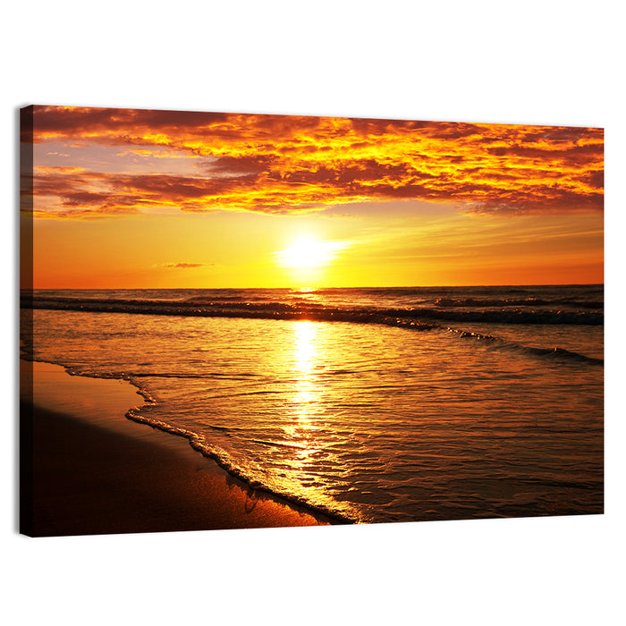 Golden Thai Beach Sunset Wall Art as a canvas print