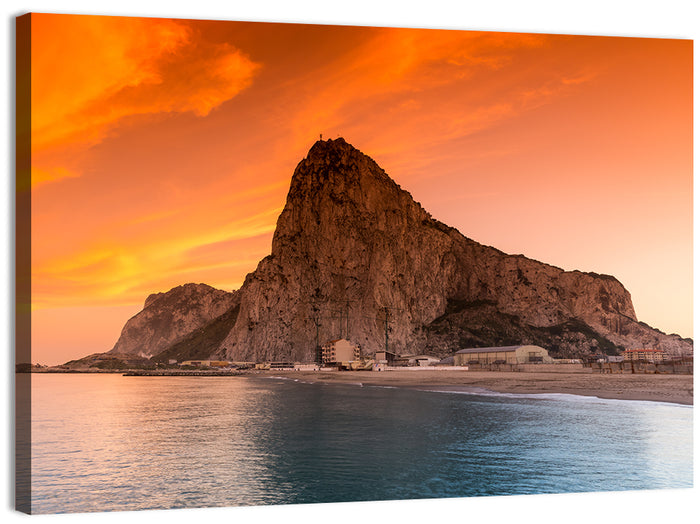 Rock of Gibraltar at Sunset Wall Art as a canvas print