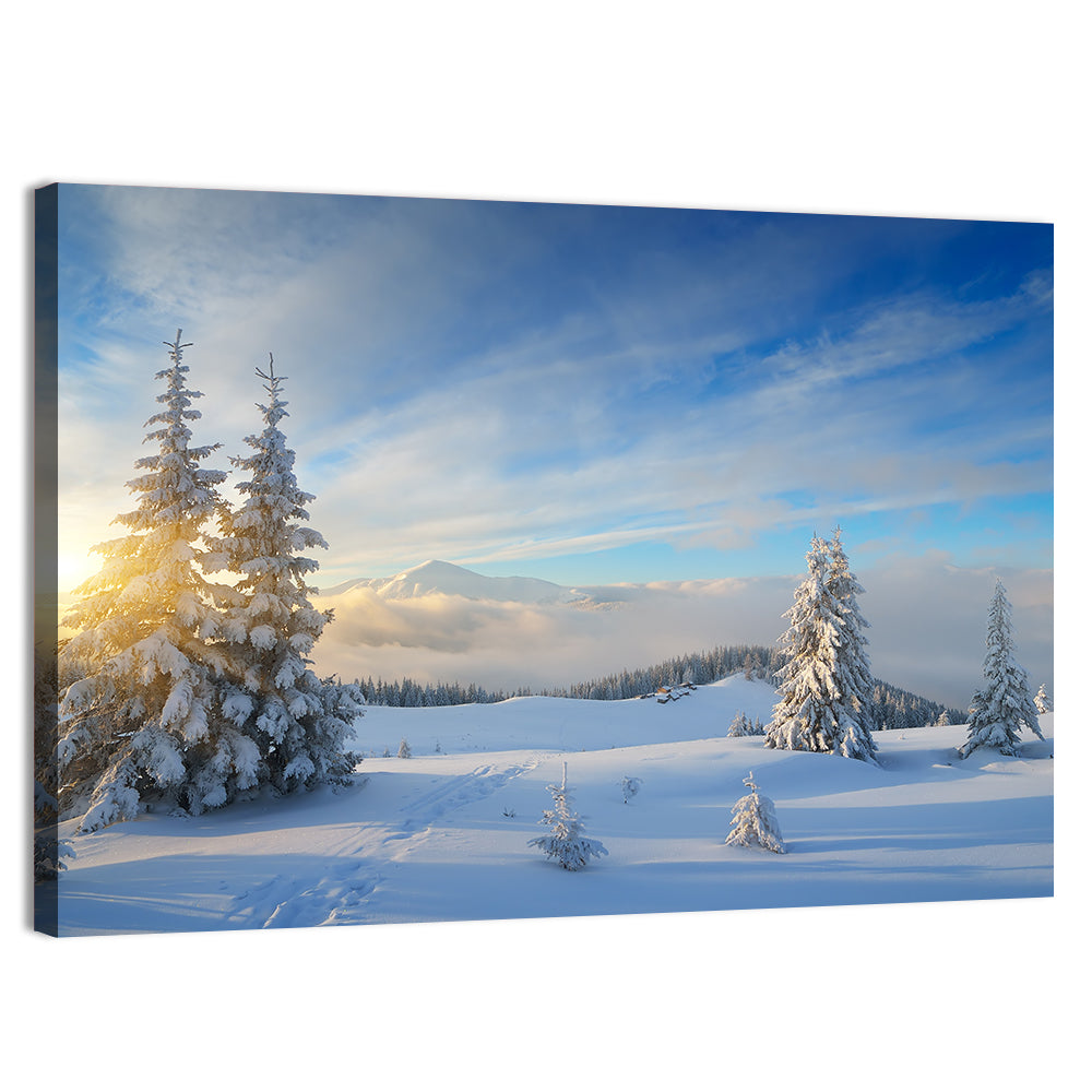 Carpathian Winter Sunrise Wall Art, canvas print, landscape