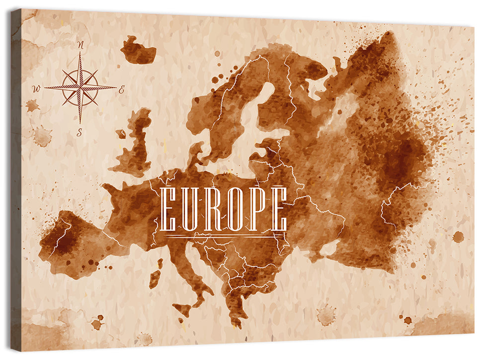Retro Europe Map Wall Art, canvas print, landscape
