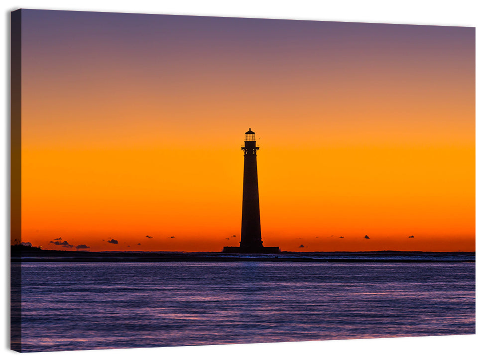 Minimalist Lighthouse Silhouette at Twilight Wall Art, canvas print, landscape