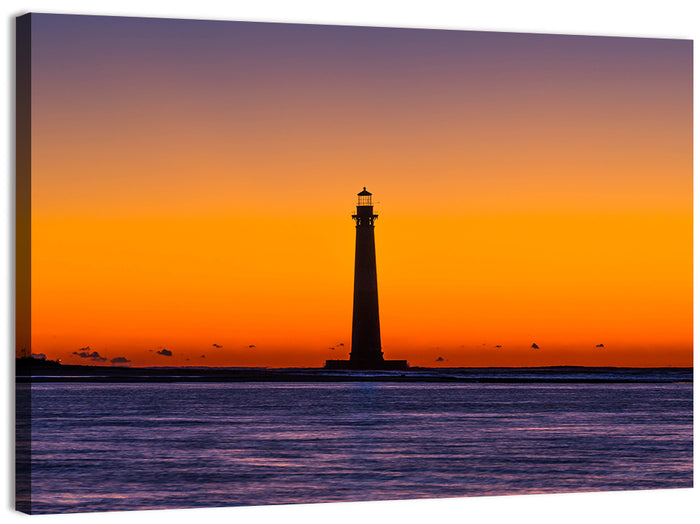 Minimalist Lighthouse Silhouette at Twilight Wall Art as a canvas print