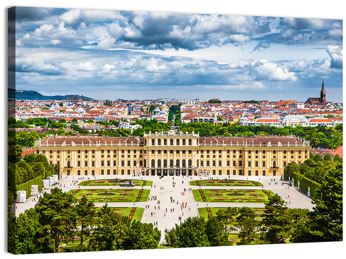 Schönbrunn Palace and Great Parterre Gardens Wall Art as a canvas print