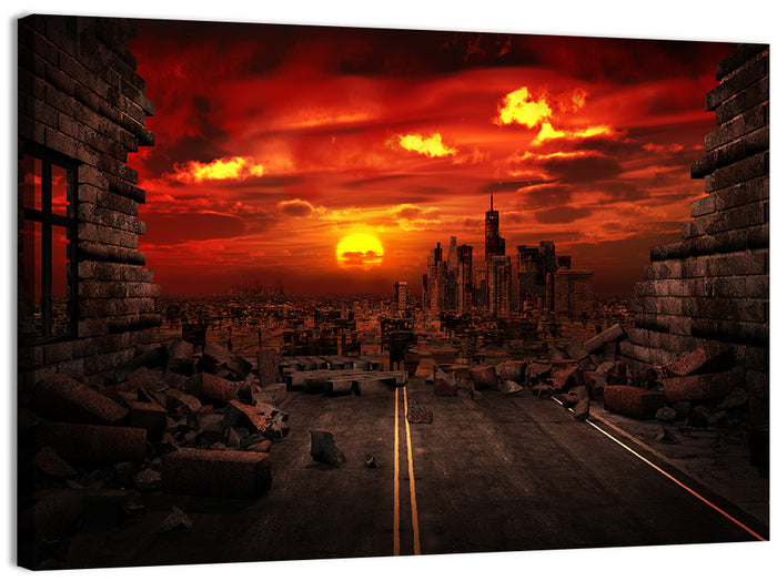 Apocalyptic Sunset Wall Art as a canvas print