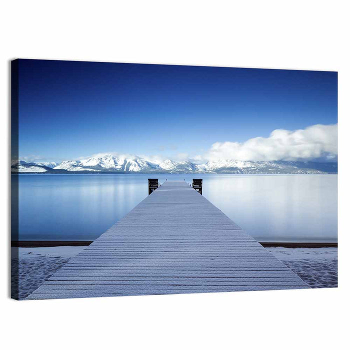 Frosted Pier at Lake Tahoe Wall Art as a canvas print