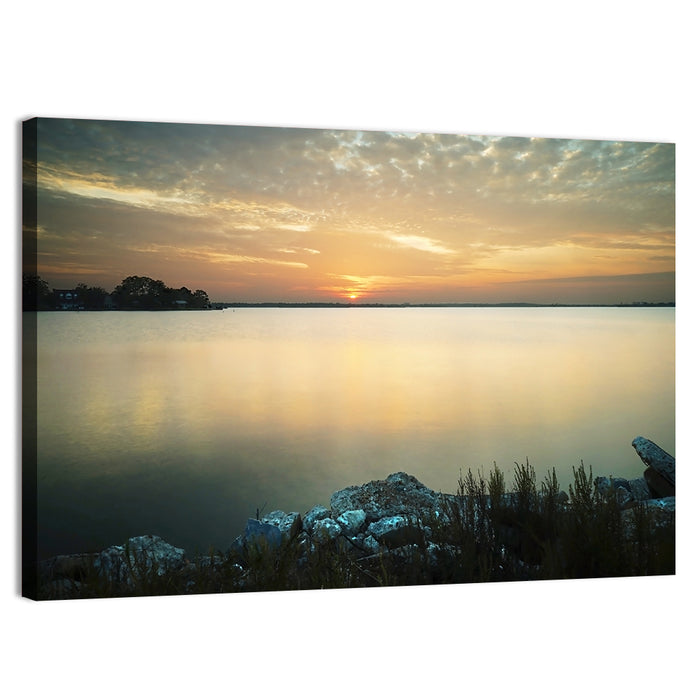 Lake Conroe Sunset Reflection Wall Art as a canvas print