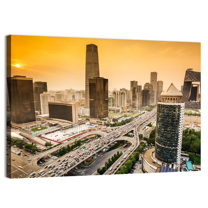 Beijing Cbd Skyline at Sunset Wall Art as a canvas print
