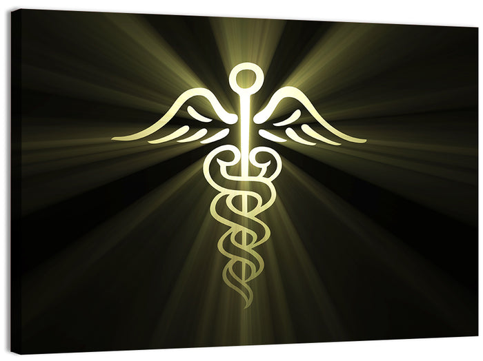 Medical Corps Caduceus Emblem Wall Art as a canvas print