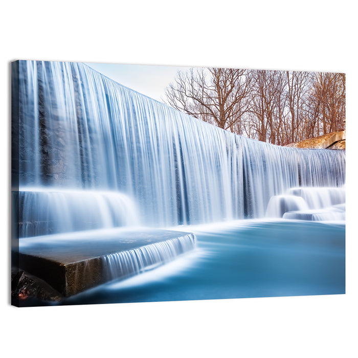 Seeley's Pond Winter Waterfall Wall Art as a canvas print