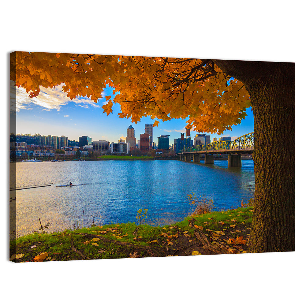 Willamette River at Golden Hour Wall Art, canvas print, landscape