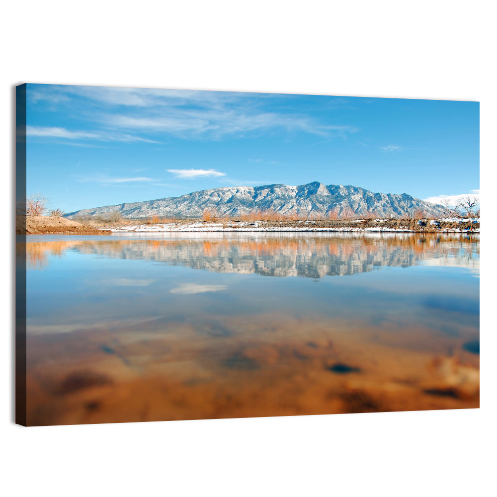 Rio Grande at Sandia Mountains Wall Art, canvas print, landscape