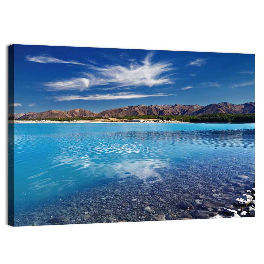 Lake Pukaki Pebble Shore Wall Art, canvas print, landscape