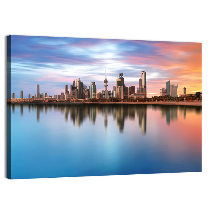 Kuwait City Skyline at Sunset Wall Art as a canvas print