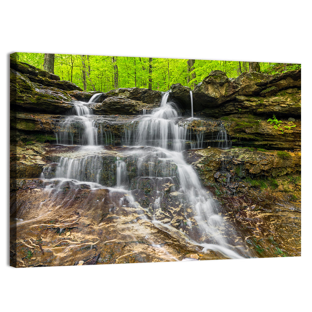 Mossy Ledge Waterfall Wall Art, canvas print, landscape