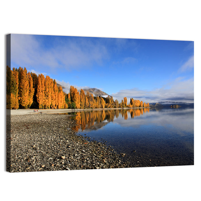 Lake Wanaka Golden Reflection Wall Art as a canvas print