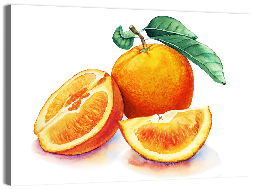 Watercolor Orange Still Life Wall Art, canvas print, landscape