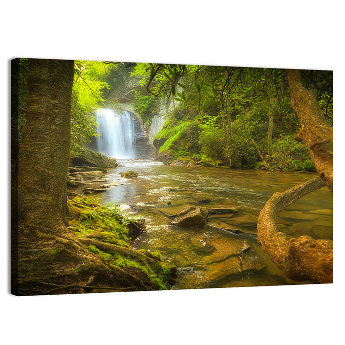 Deep Forest Waterfall Wall Art as a canvas print