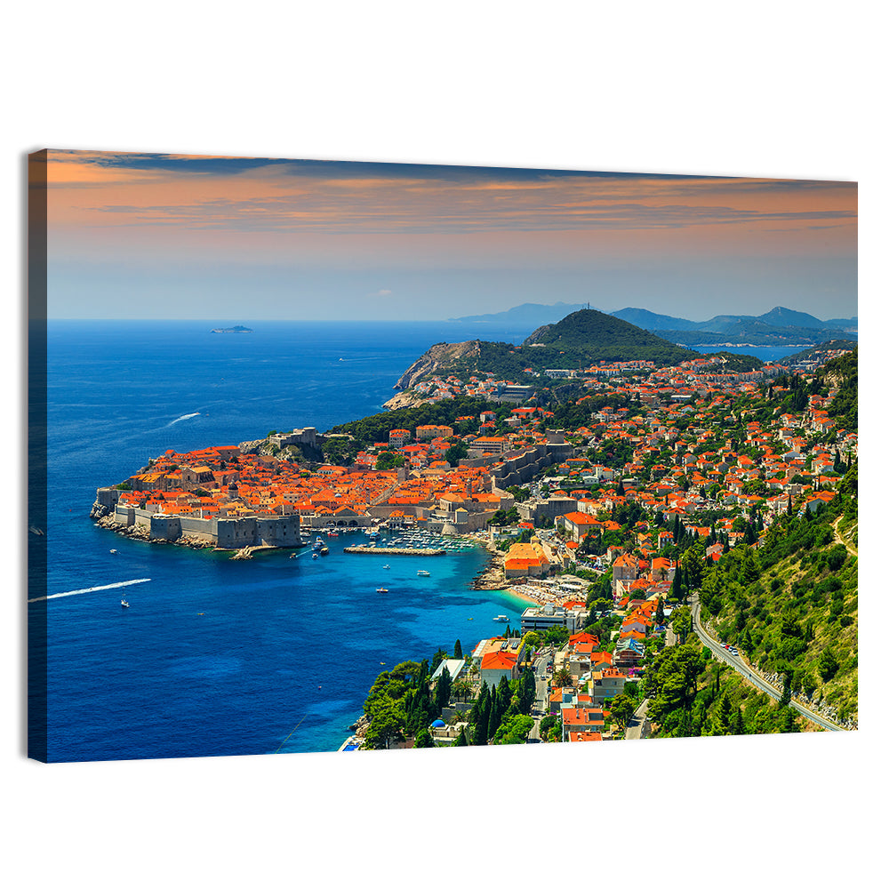 Dubrovnik Old Town Sunset Wall Art, canvas print, landscape