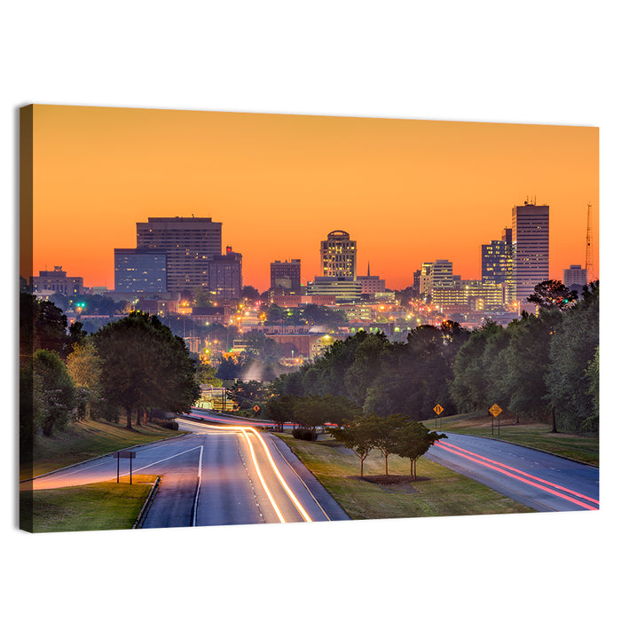 Jackson Downtown Skyline Wall Art as a canvas print