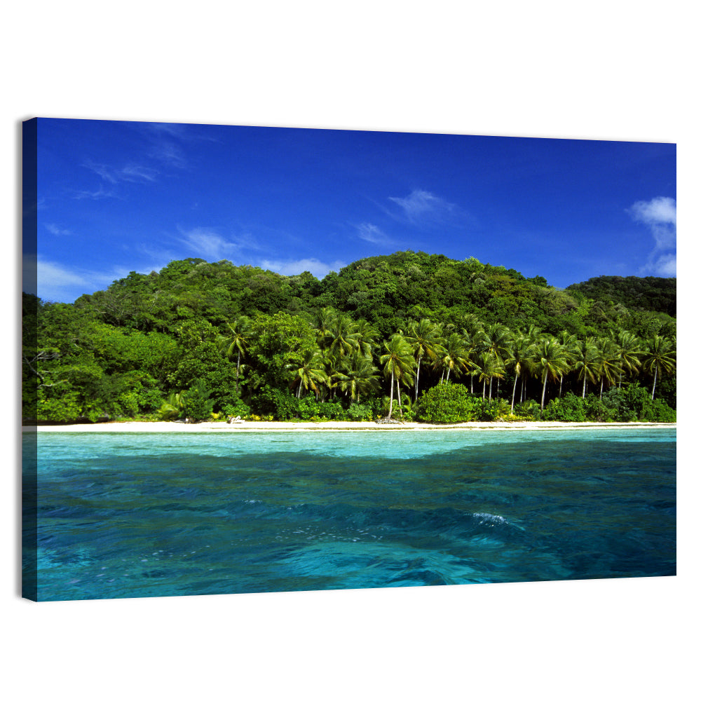 Turquoise Tropical Island Scene Wall Art, canvas print, landscape