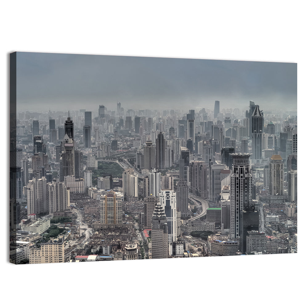 Shanghai Layered Skyline Wall Art, canvas print, landscape