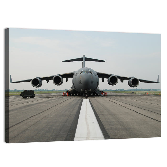 C-130 on Runway Wall Art as a canvas print