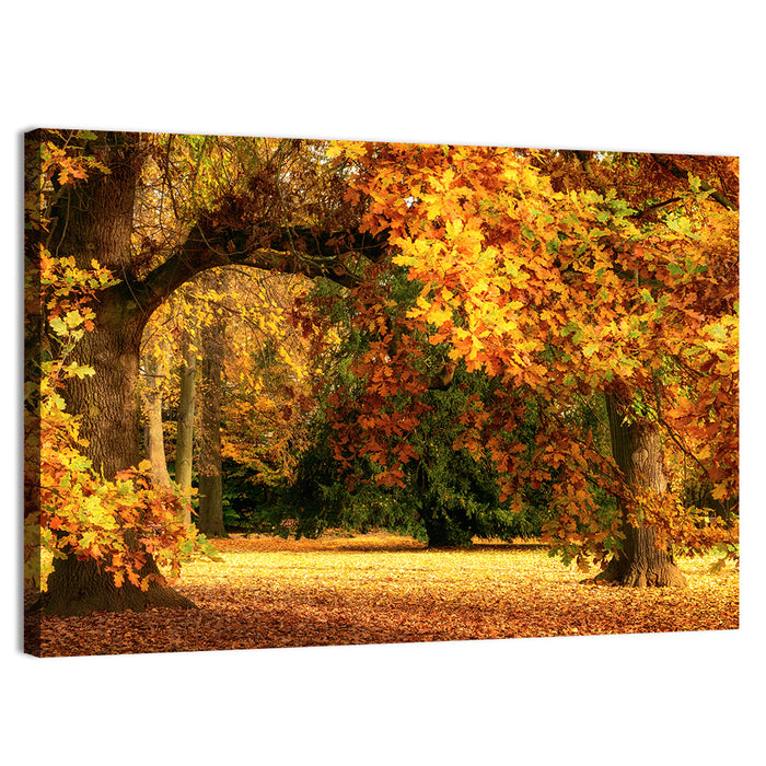 Autumn Park Oaks Wall Art as a canvas print
